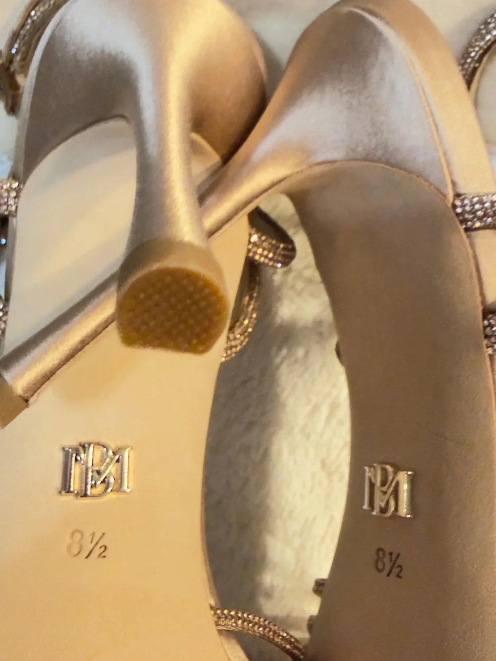 BADGLEY MISCHKA New- Warm Almond-Estella Square Toe Stiletto Heeled Sandal 8.5